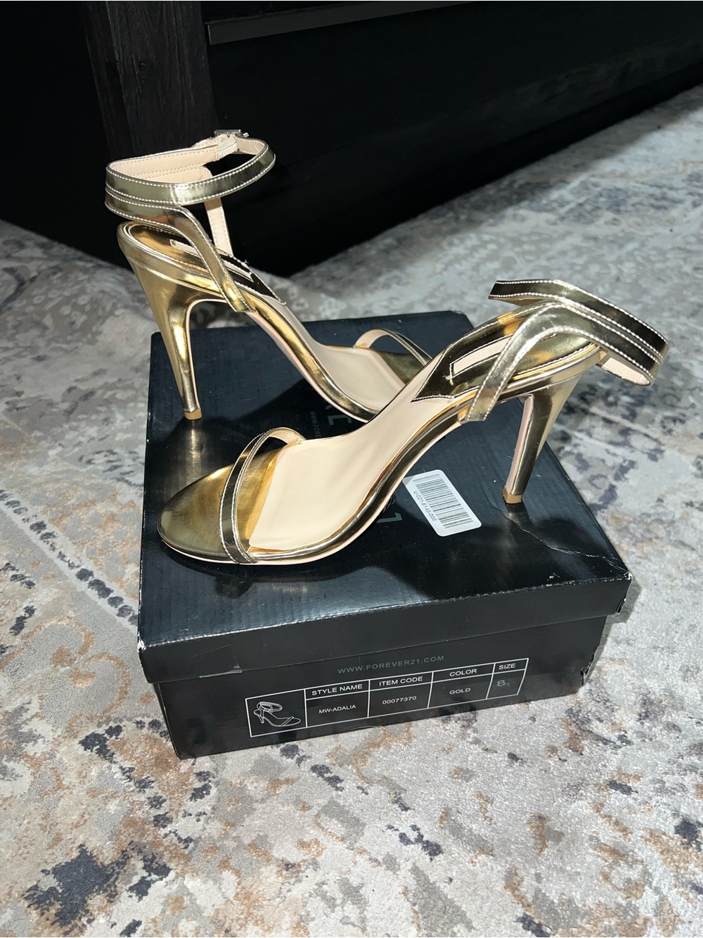 Forever 21 Metallic Gold Ankle-Strap Heels